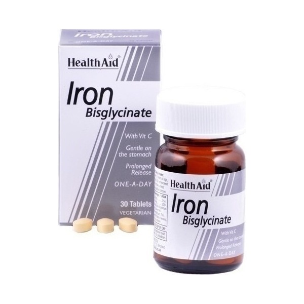 Health Aid Iron Bisglycinate 30tabs (Σίδηρος Δισγλυκινικός με Βιταμίνη C)