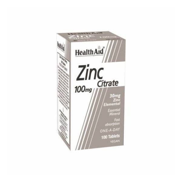 Health Aid Zinc Citrate 100mg 100Tabs