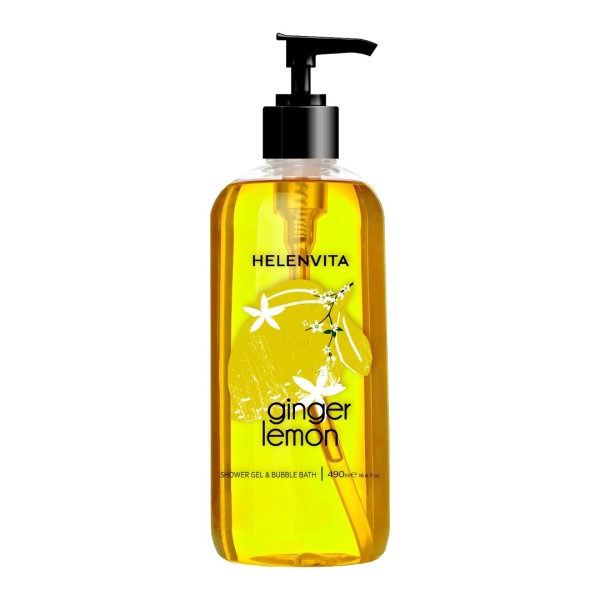 Helenvita <<Bath & Body>> Shower Gel & Bubble Bath Ginger Lemon 490ml (Αφρόλουτρο Εμπλουτισμένο με Εκχύλισμα Φλοιού Λεμονιού)