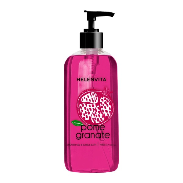 Helenvita <<Bath & Body>> Shower Gel & Bubble Bath Pomegranate 490ml (Αφρόλουτρο Εμπλουτισμένο με Εκχύλισμα Ροδιού)