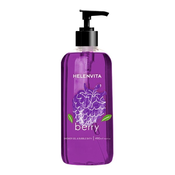 Helenvita <<Bath & Body>> Shower Gel & Bubble Bath Berry 490ml (Αφρόλουτρο Εμπλουτισμένο με Εκχύλισμα Μύρτιλου)