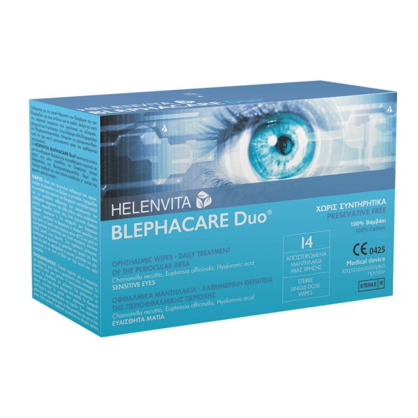 Helenvita Blephacare Duo  Wipes 14pcs (Μαντηλάκια Καθαρισμού Ματιών)