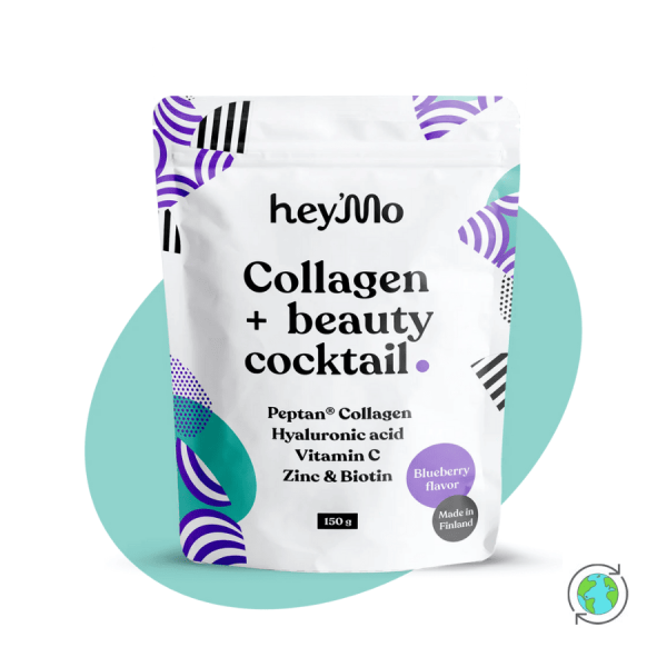 hey'Mo Collagen + Beauty Coctail Blueberry Flavor 150g (Μείγμα Κολλαγόνου και Ομορφιάς)