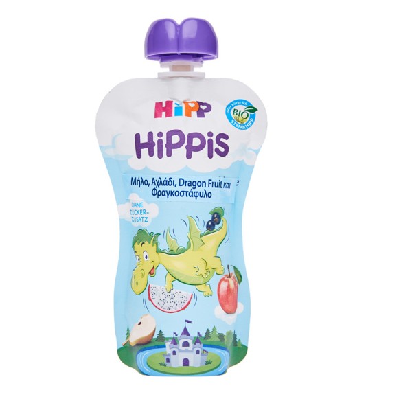 Hipp HiPPis Φρουτοπολτός Μήλο Αχλάδι, Dragon Fruit και Φραγκοστάφυλο 1y+ 100gr