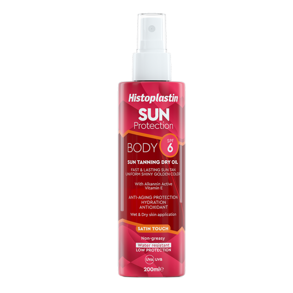 Heremco Histoplastin Sun Tanning Dry Oil Body Satin Touch SPF6 200ml (Ξηρό Λάδι για Γρήγορο, Λαμπερό & Έντονο Μαύρισμα)