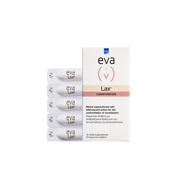 Intermed Eva Intima Constipation Lax Rectal Suppositories 10pcs (Πρωκτικά υπόθετα ιδανικά για τη θεραπεία περιστασιακής και υποτροπιάζουσας δυσκοιλιότητας, με φυσικό τρόπο)
