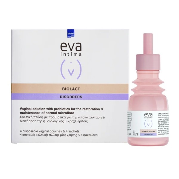 Intermed Eva Intima Disorders Vaginal Douche Biolact 4 X Single-Use Vaginal Douches & 4 X Sachets (Κολπικές Πλύσεις με Προβιοτικά) Intermed Eva Intima Disorders Vaginal Douche Biolact 4 X Single-Use Vaginal Douches & 4 X Sachets (Κολπικές Πλύσεις με Προβιοτικά)
