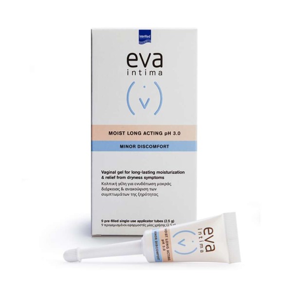 Intermed Eva Intima Minor Discomfort Moist Long Acting Gel ph3.0 9 Applicators 9Χ2,5gr (Υγραντική γέλη μακράς διάρκειας δράσης για την ανακούφιση της ξηρότητας του κόλπου)