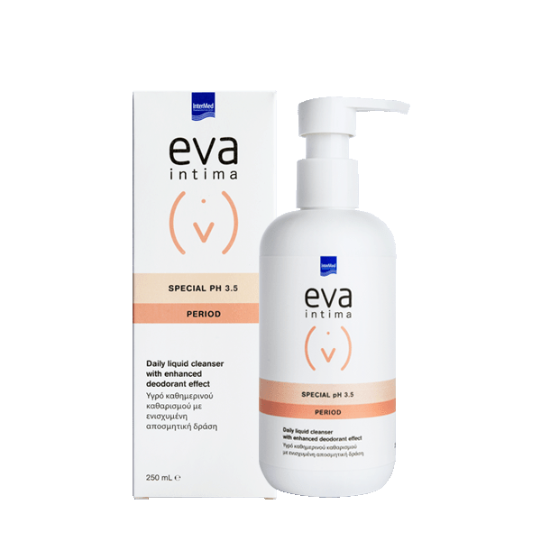 Intermed Eva Intima Period Daily Liquid Cleanser Special 250ml (Υγρό καθημερινού καθαρισμού με ενισχυμένη αποσμητική δράση) Intermed Eva Intima Period Daily Liquid Cleanser Special 250ml (Υγρό καθημερινού καθαρισμού με ενισχυμένη αποσμητική δράση)