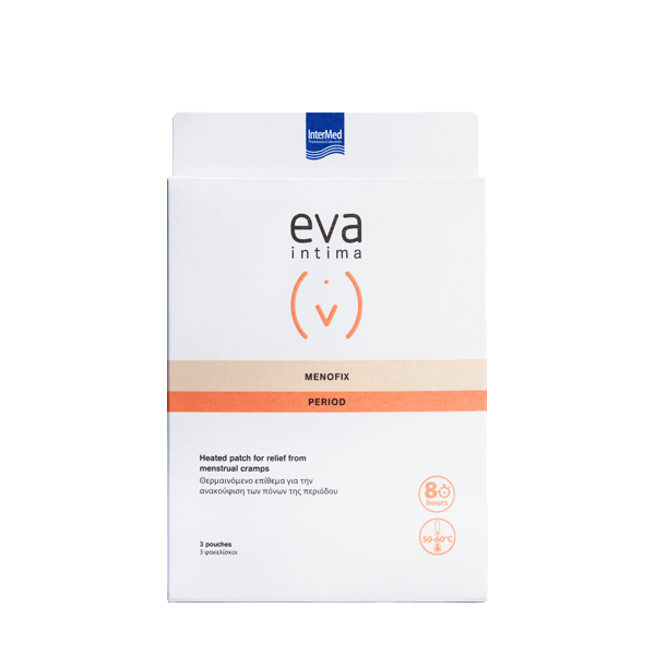 Intermed Eva Intima Period Menofix Heated Patch for Relief from Menstual Cramps 3pouches (Αυτοκόλλητο θερμαινόμενο επίθεμα για την ανακούφιση των πόνων περιόδου)