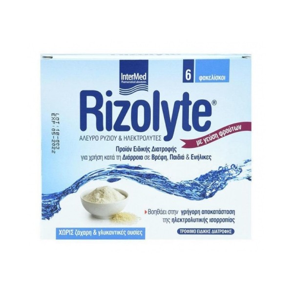 Intermed Rizolyte 3m+ 6 Sachets (Άλευρο Ρυζιού και Ηλεκτρολύτες για την Πρόληψη & Αποκατάσταση της Αφυδάτωσης)