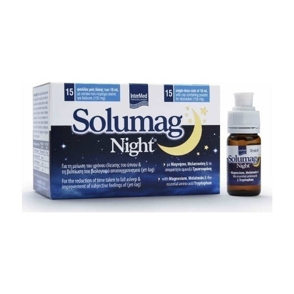 Intermed Solumag Night 15x10ml (Συμπλήρωμα Διατροφής για τη Μείωση του Χρόνου Έλευσης του Ύπνου & τη Βελτίωση του Jet Lag)