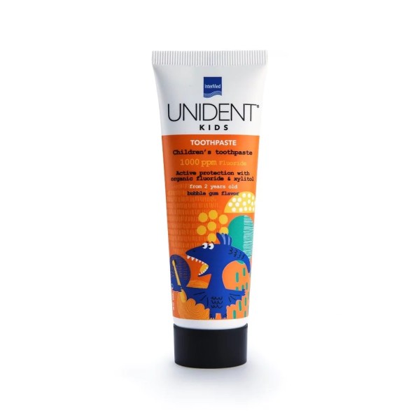 Intermed Unident-Kids Toothpaste 1000ppm Bubble Gum Flavor 2y+ 50ml (Παιδική Οδοντόκρεμα από 2 ετών)