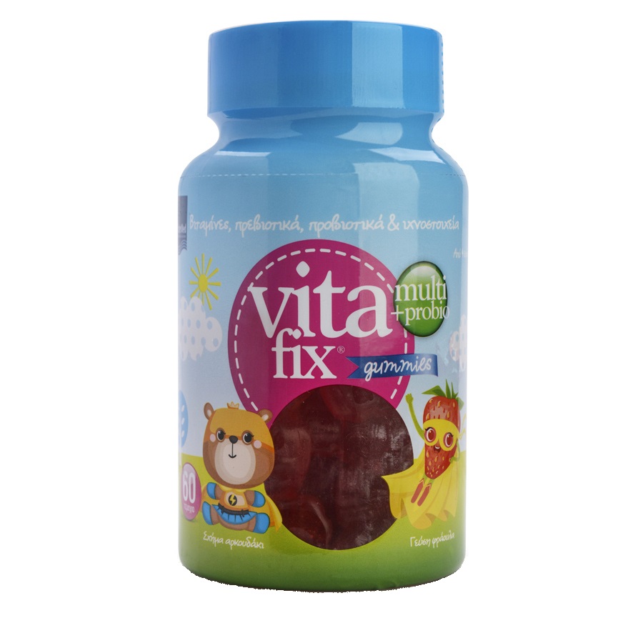 Intermed VitaFix Multi & Probio Gummies Strawberry 60pcs (Ζελεδάκια με βιταμίνες, ιχνοστοιχεία, πρεβιοτικά και προβιοτικά για παιδιά 4 ετών και άνω)