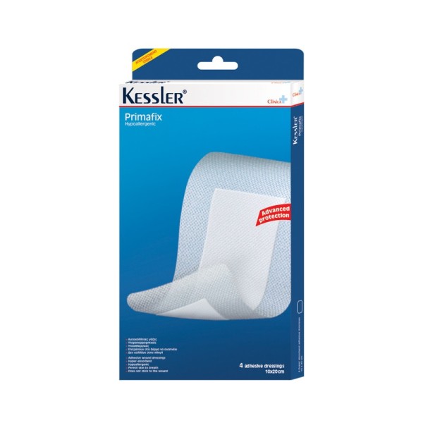 Kessler Clinica Primafix Hypoallergenic Adhesive Dressings 10cmx20cm 4pcs (Αυτοκόλλητες Γάζες)