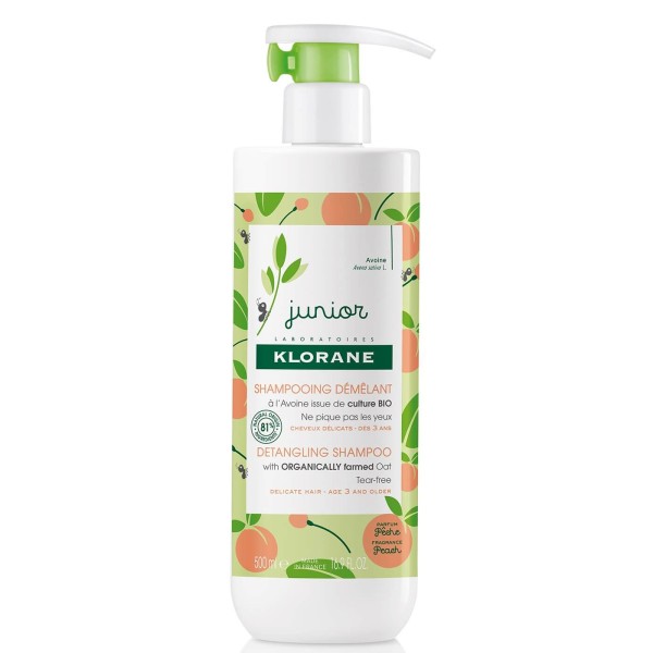 Klorane Petit Junior Detangling Shampoo 3y+ Peach 500ml (Σαμπουάν για ξέμπλεγμα με Άρωμα Ροδάκινο)