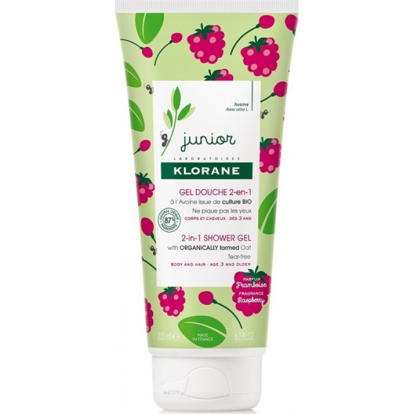 Klorane Petite Junior 2-in-1 Shower Gel 3y+ Raspberry 200ml (Αφρόλουτρο 2 σε 1 - Βατόμουρο - Σώμα και Μαλλιά)