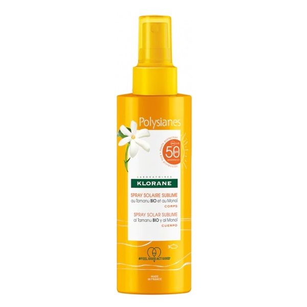 Klorane Monoi & Tamanu BIO Polysianes Spray Solar Sublime SPF50 200ml (Αντηλιακό Spray για Λαμπερό Μαύρισμα με Βιολογικό Tamanu & Monoi SPF50)