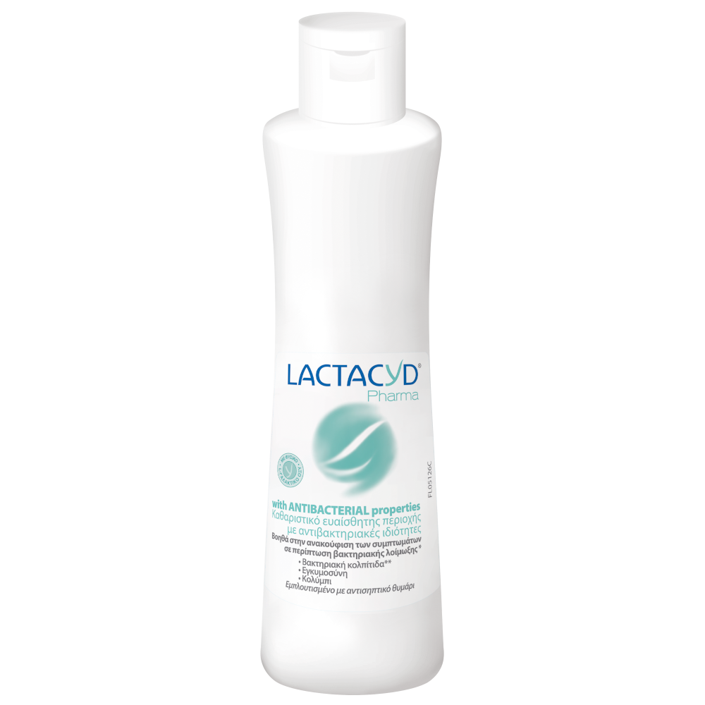 Lactacyd Pharma with Antibacterials 250ml (καθαριστικό ευαίσθητης περιοχής με φυσικούς αντιβακτηριακούς παράγοντες)