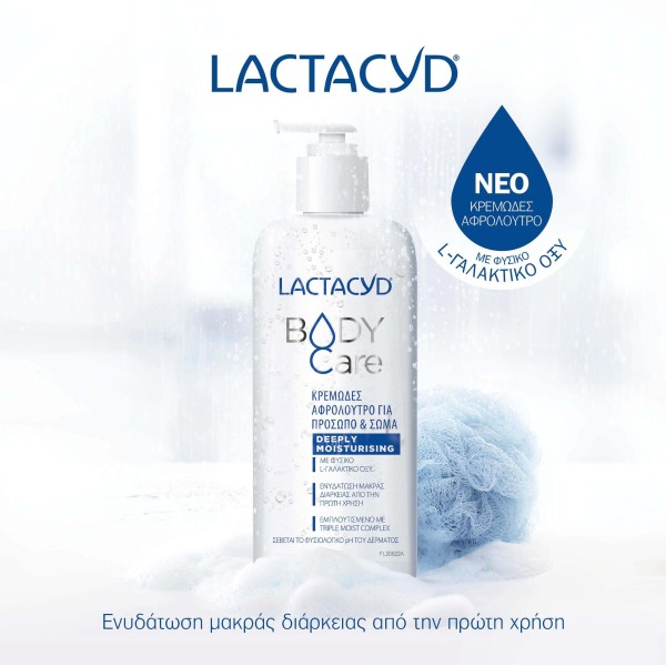 Lactacyd Body Care Κρεμώδες Αφρόλουτρο για Πρόσωπο & Σώμα Deeply Moisturizing 300ml (για κανονικό, ξηρό και ευαίσθητο δέρμα)