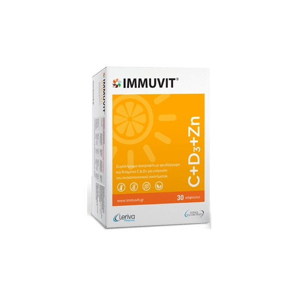 Leriva Pharma Immuvit C+D3+Zn 30caps (Συμπλήρωμα Διατροφής Με Ψευδάργυρο Βιταμίνες C & D3) Leriva Pharma Immuvit C+D3+Zn 30caps (Συμπλήρωμα Διατροφής Με Ψευδάργυρο Βιταμίνες C & D3)