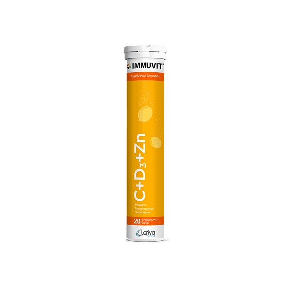Leriva Pharma Immuvit C+D3+Zn 20eff. tablets (Συμπλήρωμα Διατροφής Με Ψευδάργυρο Βιταμίνες C & D3) Leriva Pharma Immuvit C+D3+Zn 20eff. tablets (Συμπλήρωμα Διατροφής Με Ψευδάργυρο Βιταμίνες C & D3)