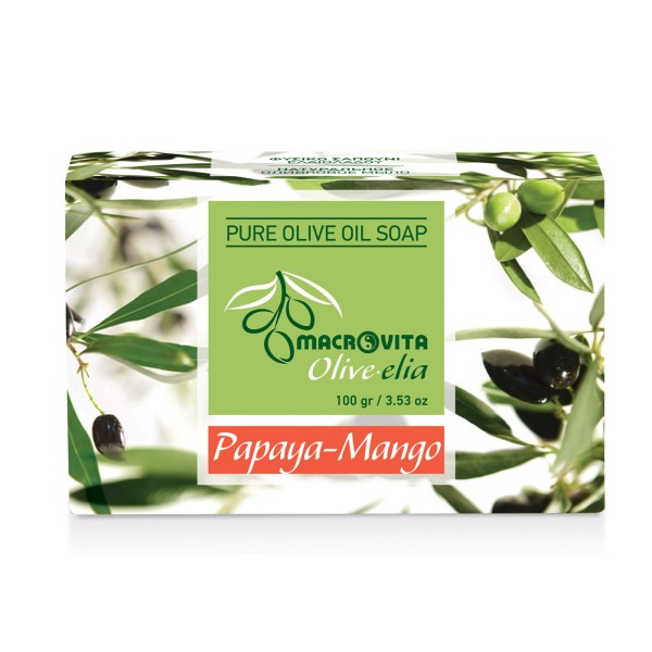 Macrovita Pure Οlive Oil Soap Papaya-Mango 100gr (Σαπούνι από Λάδι Ελιάς)