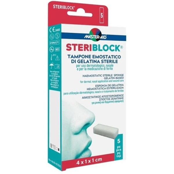 Master Aid Steriblock Haemostatic Sterile Sponge 5 pcs (Αιμοστατικός Αποστειρωμένος Σπόγγος Ζελατίνης 5 τμχ)