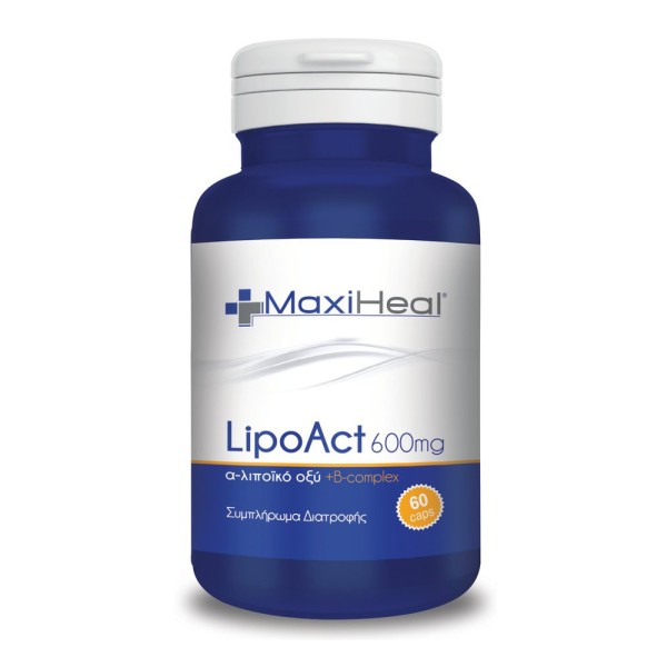 Maxi Heal LipoAct 600mg (A-lipoic Acid 600mg & B-Complex) 60caps (Συμπλήρωμα διατροφής Α-λιποϊκό Οξύ & B-complex)