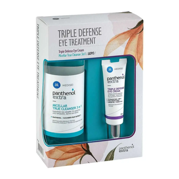 Medisei Panthenol Extra Promo Pack Triple Defense Eye Cream 25ml + Micellar True Cleanser 3in1 500ml