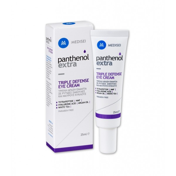 Medisei Panthenol Extra Triple Defense Eye Cream 25ml (Κρέμα Ματιών για Ρυτίδες, Σακούλες & Μαύρους Κύκλους)