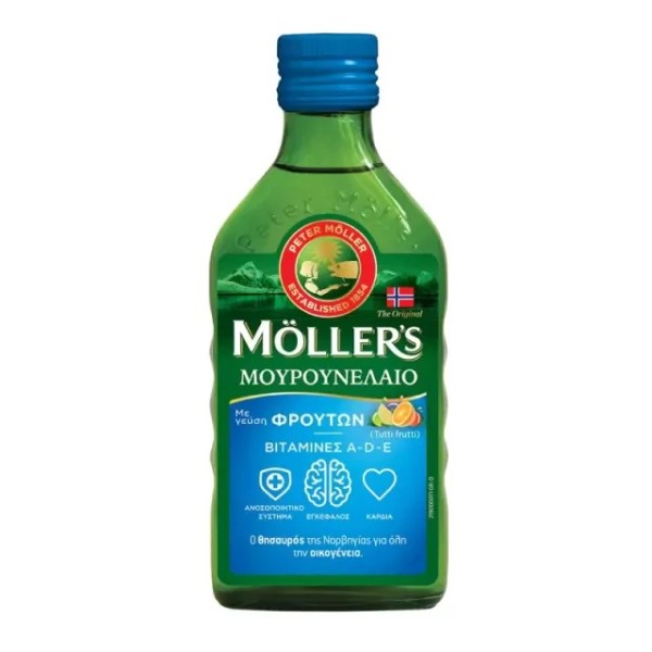Moller's Μουρουνέλαιο Tutti Frutti 250ml (Παραδοσιακό Μουρουνέλαιο σε Υγρή Μορφή με Γεύση Φρούτων) Moller's Μουρουνέλαιο Tutti Frutti 250ml (Παραδοσιακό Μουρουνέλαιο σε Υγρή Μορφή με Γεύση Φρούτων)