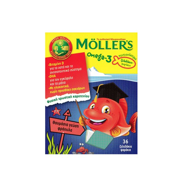 Moller's Omega-3 Ζελεδάκια-ψαράκια (Με γεύση φράουλα) 36 ζελεδάκια