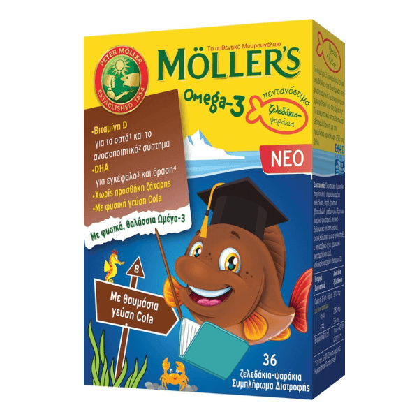 Moller's Omega-3 Ζελεδάκια-ψαράκια (Με γεύση Cola) 36 ζελεδάκια