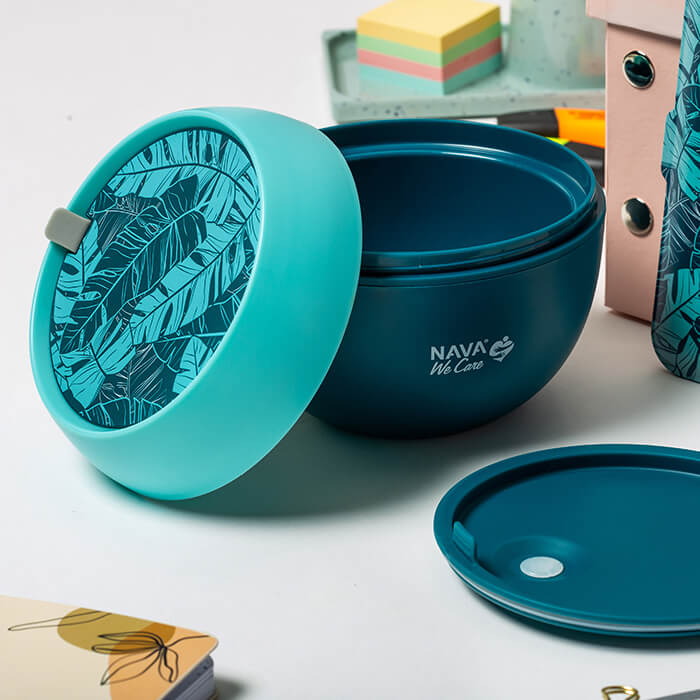 Nava We Care Round Plastic Lunch Box Petrol 800ml (Πλαστικό Στρογγυλό Δοχείο Φαγητού) Nava We Care Round Plastic Lunch Box Petrol 800ml (Πλαστικό Στρογγυλό Δοχείο Φαγητού)