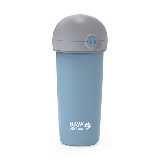 Nava We Care Plastic Water Bottle with Silicone Straw Blue 380ml (Πλαστικό Μπουκάλι με Καλαμάκι Σιλικόνης)