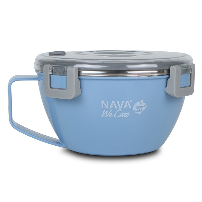 Nava We Care Round Stainless Steel Insulated Lunch Box Blue 850ml (Στρογγυλό Ανοξείδωτο Δοχείο Φαγητού-Θερμός) Nava We Care Round Stainless Steel Insulated Lunch Box Blue 850ml (Στρογγυλό Ανοξείδωτο Δοχείο Φαγητού-Θερμός)