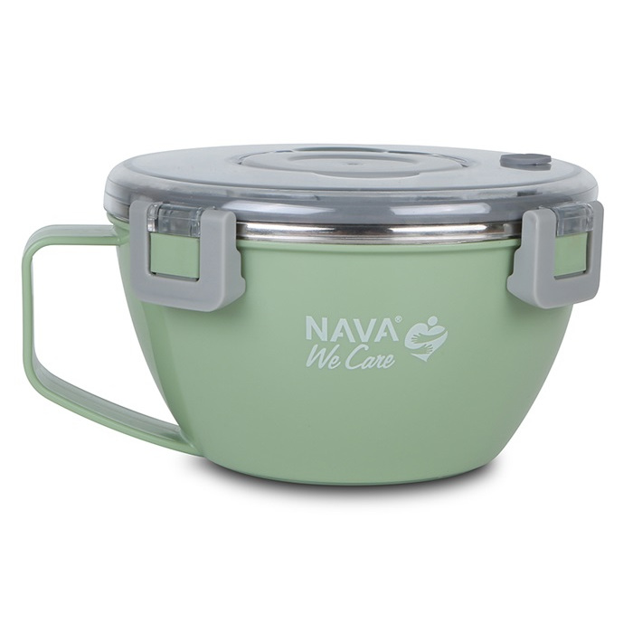 Nava We Care Round Stainless Steel Insulated Lunch Box Green 850ml (Στρογγυλό Ανοξείδωτο Δοχείο Φαγητού-Θερμός) Nava We Care Round Stainless Steel Insulated Lunch Box Green 850ml (Στρογγυλό Ανοξείδωτο Δοχείο Φαγητού-Θερμός)