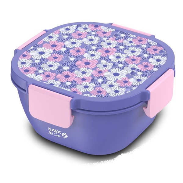 Nava We Care Square Plastic Lunch Box Purple 1700ml (Πλαστικό Τετράγωνο Δοχείο Φαγητού)