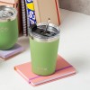 Nava We Care Stainless Steel Insulated Travel Mug with Straw 450ml Green (Θερμός Ποτήρι με Ανοξείδωτο Καλαμάκι)