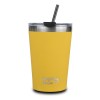 Nava We Care Stainless Steel Insulated Travel Mug with Straw 450ml Yellow (Θερμός Ποτήρι με Ανοξείδωτο Καλαμάκι)