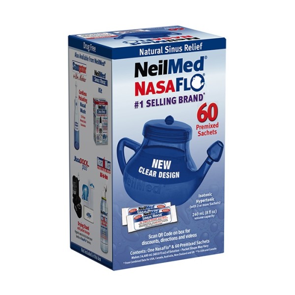 NeilMed Nasaflo Netipot 60 Premixed Sachets 240ml