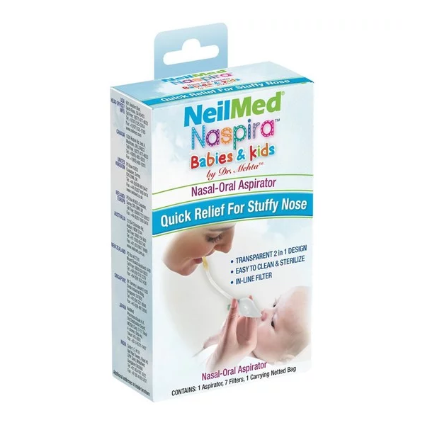 NeilMed Naspira Babies & Kids Ρινικός Αναρροφητήρας για βρέφη & παιδιά, 1 Αναρροφητήρας, 7 Φίλτρα & Θήκη Μεταφοράς