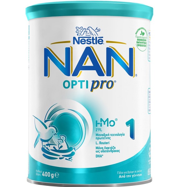 Nestle Nan Optipro 1 400gr (Γάλα πρώτης βρεφικής ηλικίας σε σκόνη κατάλληλο από τη γέννηση του μωρού)