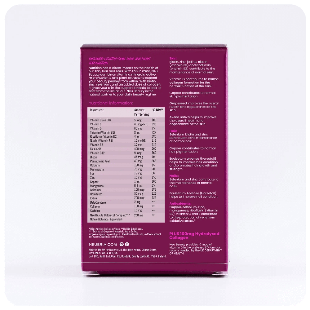 Neubria Neu Beauty for Skin, Hair & Nails 30tabs (Συμπλήρωμα για Μαλλιά, Δέρμα και Νύχια) Neubria Neu Beauty for Skin, Hair & Nails 30tabs (Συμπλήρωμα για Μαλλιά, Δέρμα και Νύχια)