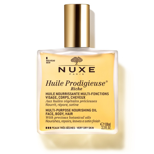 Nuxe Huile Prodigieuse Riche Multi-Purpose Nourishing Oil Face, Body, Hair 100ml (Πολυχρηστικό θρεπτικό λάδι Πρόσωπο, σώμα, μαλλιά)