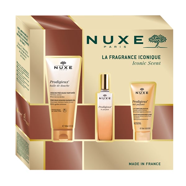 Nuxe Xmas Promo Pack Fragrance Iconique Set Prodigieux Huile de Douche 100ml + Prodigieux Eau de Parfum 30ml + Prodigieux Body Lotion 30ml