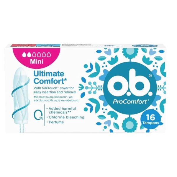 O.B Tambons ProComfort Mini 16pcs (Ταμπόν κατάλληλό για μέρες με ελαφριά ροή)