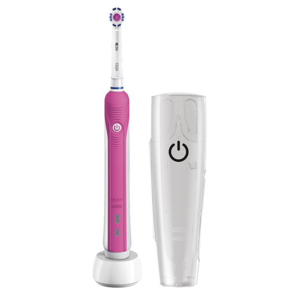 Oral-B Ηλεκτρική Οδοντόβουρτσα Pro 750 3D White Pink Colour & Bonus Travel Case