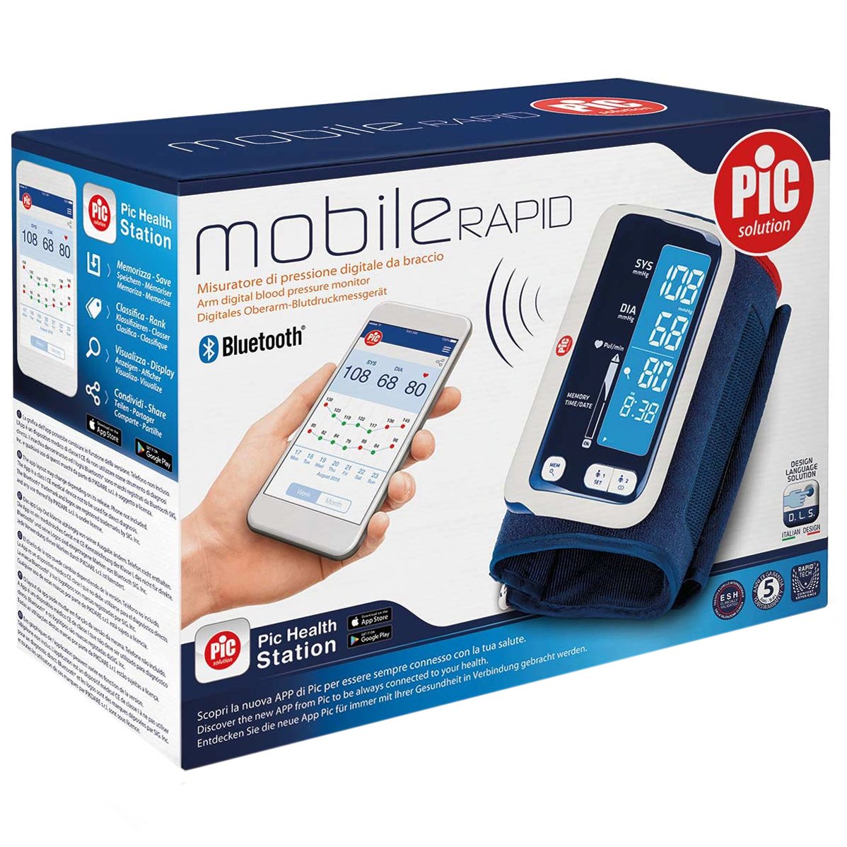 Pic Solution Blood Pressure Monitor Mobile Rapid 1pc (Αυτόματο Ψηφιακό Πιεσόμετρο Μπράτσου) Pic Solution Blood Pressure Monitor Mobile Rapid 1pc (Αυτόματο Ψηφιακό Πιεσόμετρο Μπράτσου)